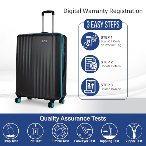 Image of Safari Citymiles 8 Wheels 69 Cm Medium Size Trolley Bag Hard Case Polycarbonate 360 Degree Wheeling Check in Luggage, Antitheft Zipper, Travel Bag, Suitcase for Travel, Trolley Bags for Travel, Black