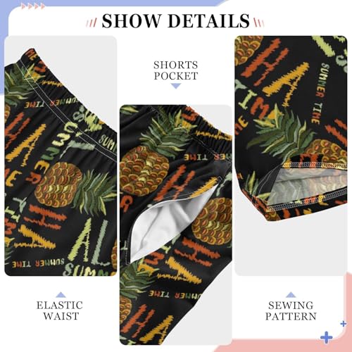 Aloha Pineapple Summer Time Boys Long Pants Soft Trousers Elastic Waist Kids Lounge Bottoms with Pockets S-XL4