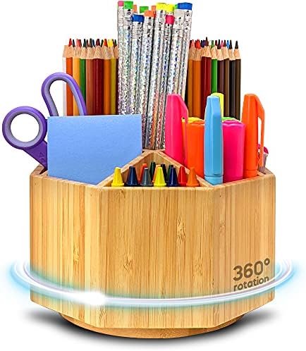 Pencil Organizer For Desk - Bamboo Desk Organizer - Pencil Holder For Kids - Kids Desk Organizer - Art Supply Organizer For Kids - Pen Holder For Desk - Art Supply Caddy - Pen Organizer For Desk