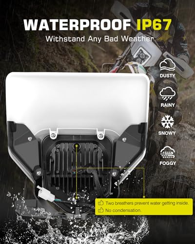 Image of Dirt Bike LED Headlight 78W 3200LM w /Bezel DRL High Low Beam Compatible with Enduro Motorcycle Pit Bike 2017-2024 FE250 350 350S 450 501 501S 701 701SM TE150 150i 250 250i 300 300i TX125 FC250 350 450
