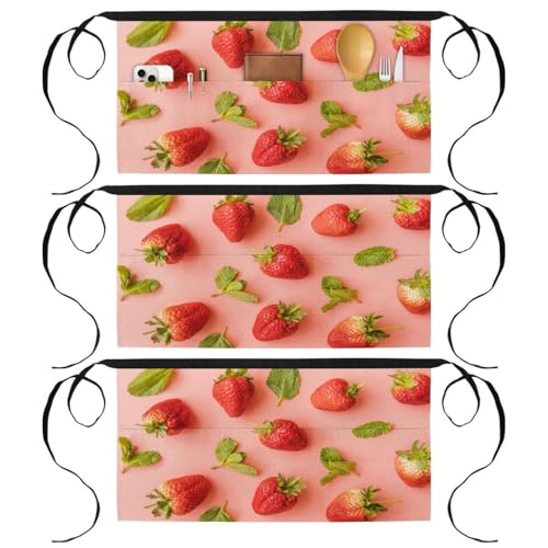 Tablier court de chef lot de 3 demi-tablier de cuisine pour nettoyage et service
