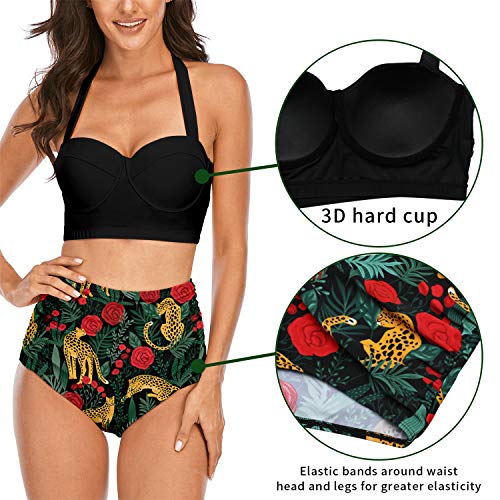 Fancyskin Floral Push Up Bikini Halter 2 Piece Underwire Swimsuits For Women Black Xxl #TOP3