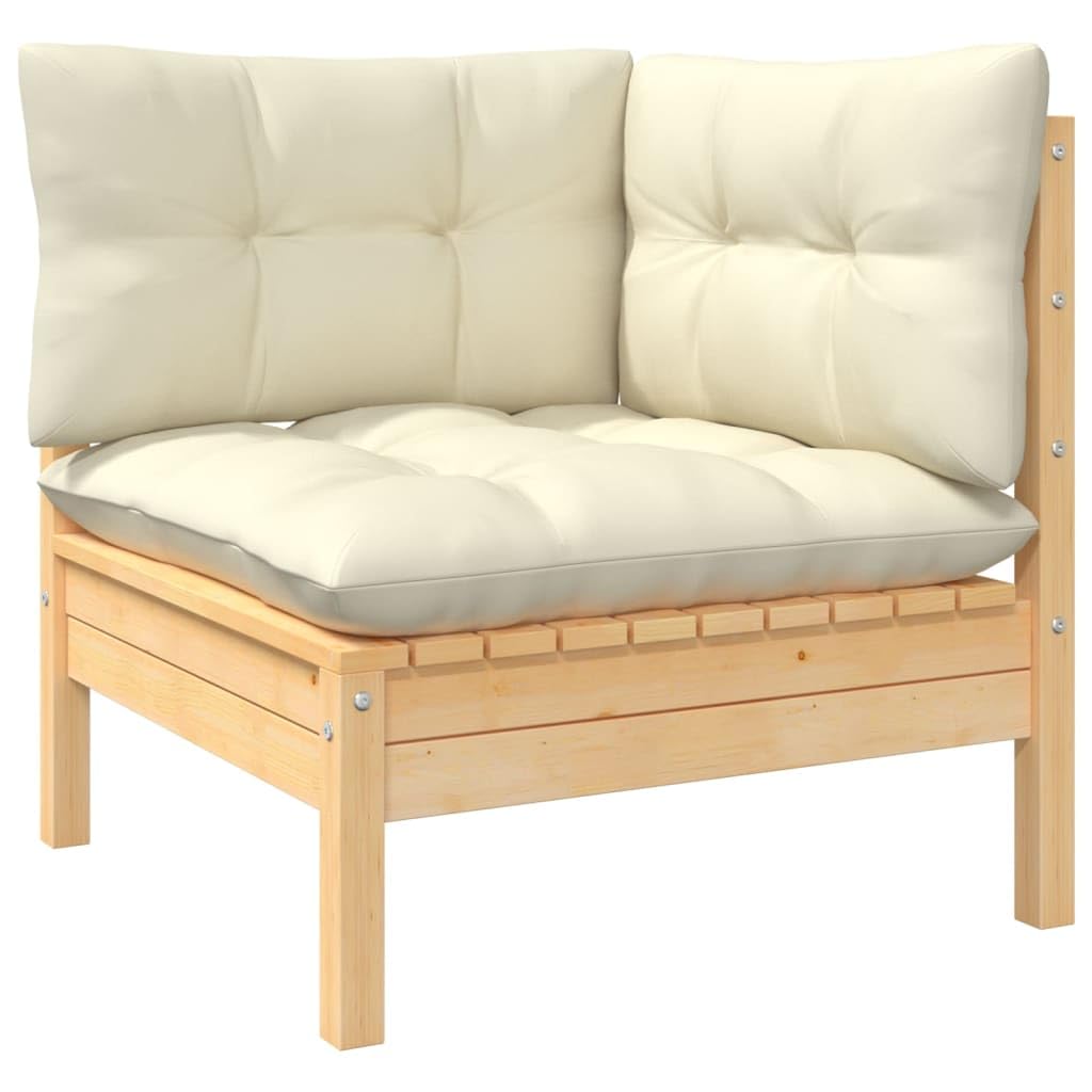 Générique Salon de Jardin 5 pcs avec Coussins crème Bois de pin,Salons de Jardin,3096334