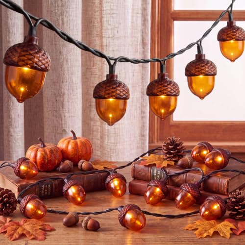 8.5 FT Fall String Lights with 10 LED 3D Acorn Plug in Autumn Décor Lights