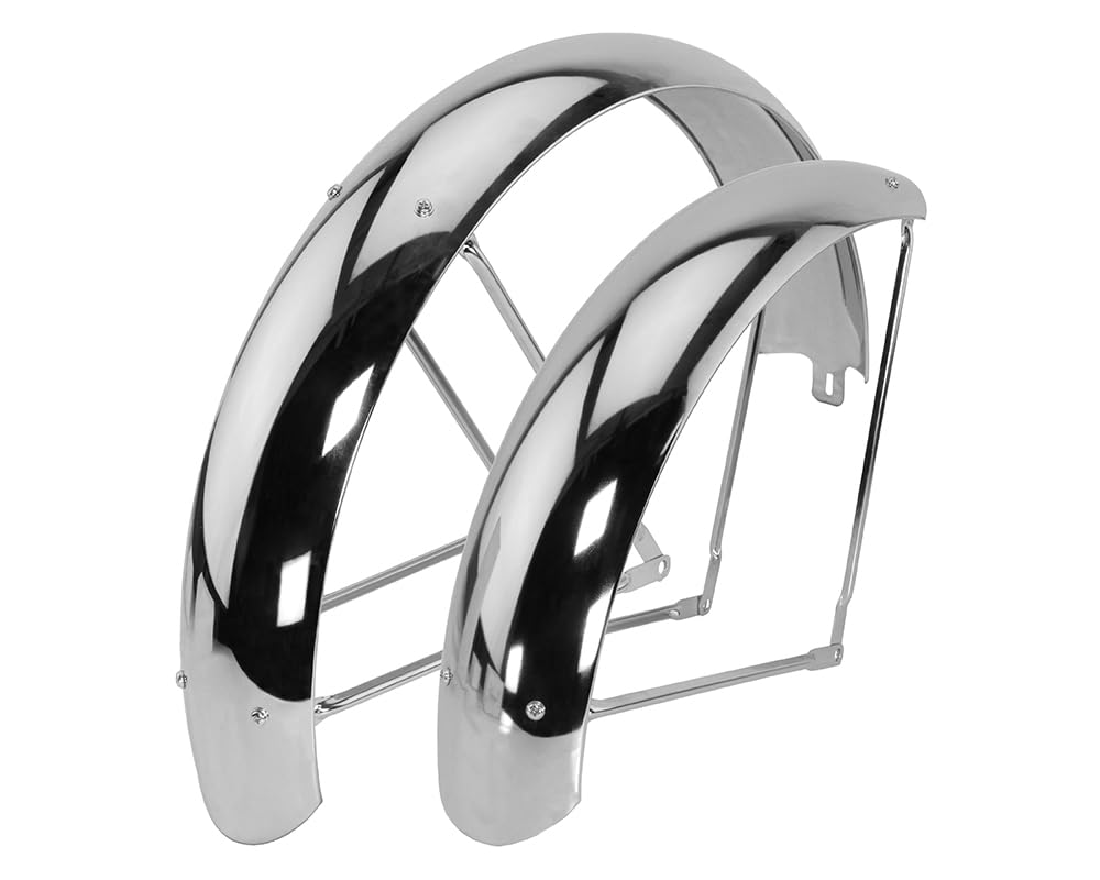 ALTALINE Bicycle 24 x 4.0 Inch Steel Classic Standard Adjustable Fender Set, Multiple Colors (Chrome)