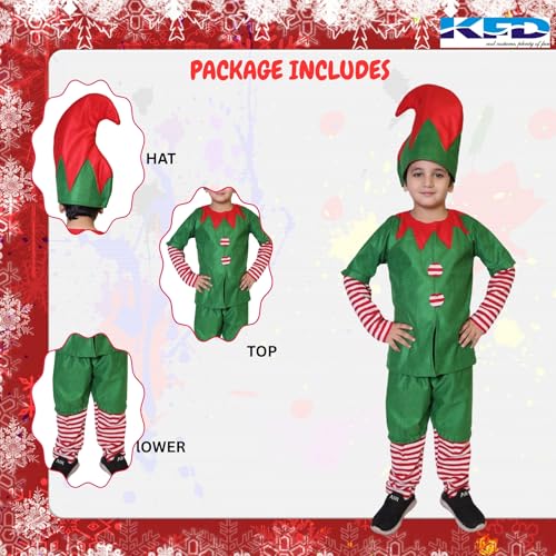 Image of Kaku Fancy Dresses Elf Costume for Kids Fancy Dress Outfit for Christmas Events
