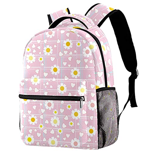 Sac à dos d'écolier mixte pour ordinateur portable à motif cœurs multicolore