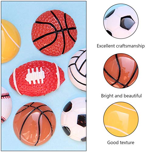 STOBOK 14Pcs Esporte Voleibol Encantos Bola De Tênis De Futebol Basquete Beisebol Esferas de Resina
