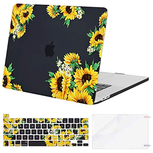 MOSISO MacBook Pro 16 inch Case 2020 2019 Release A2141 with Touch Bar & Touch ID, Plastic Sunflower Hard Shell Case & Keyboard Cover & Screen Protector Compatible with MacBook Pro 16, Black