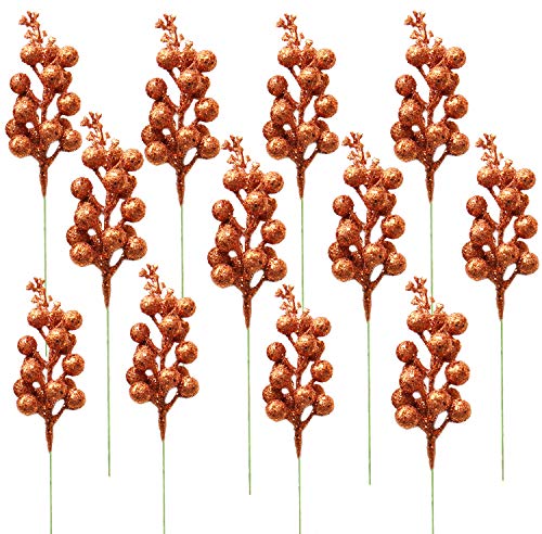 Kubert 15 Pack Christmas Glitter Berries Stems...