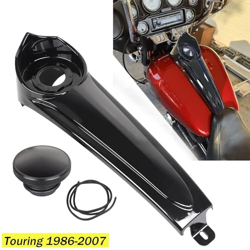 XMMT Stretched Dash Panel Dash Oil Fuel Tank Console Flush Black Pop-Up Gas Tank Cap Cover For Harley Touring Baggers Electra Glide Road Street Glide 1986-2007