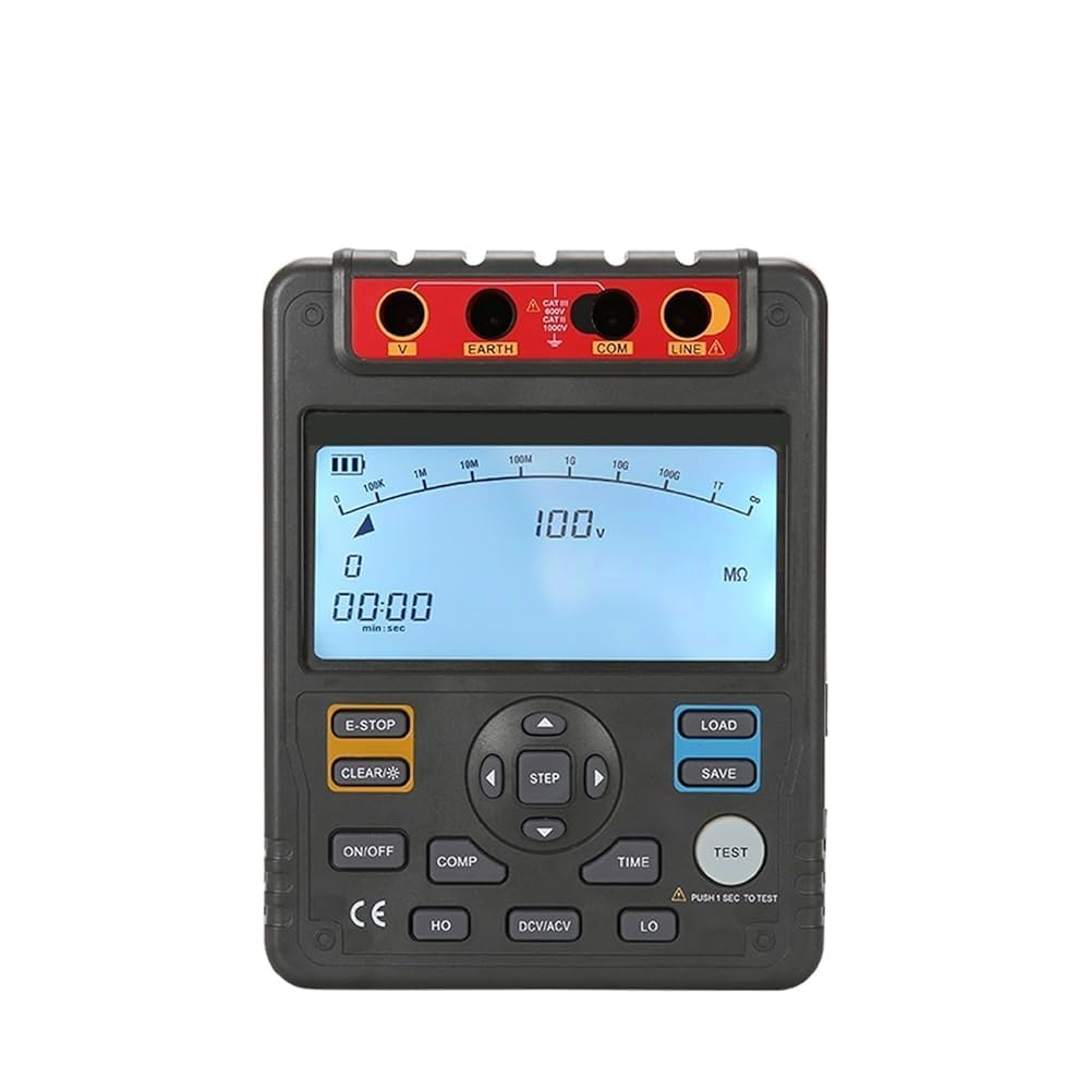 Megger Tester, Insulation Resistance Tester 1000V Automatic Range Digital Megohmmeter Data Storage Polarization Index LCD Backlight Widely Applied