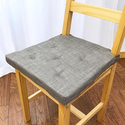 クッション 固定マジックテープ 座布団 シートクッション ピタッと固定 40×35×4 厚み4cm 麻調 無地 C5081 (ブラック 4524409043803)