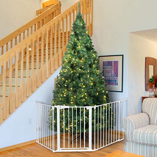 KingSo 80 inch Auto Close Baby Gate Super Wide Safety Gate Foldable Extra Wide 33-80 inch Walk Thru for House Stair Doorways Hallways Include Hardware Mounts(30\" Tall, White)