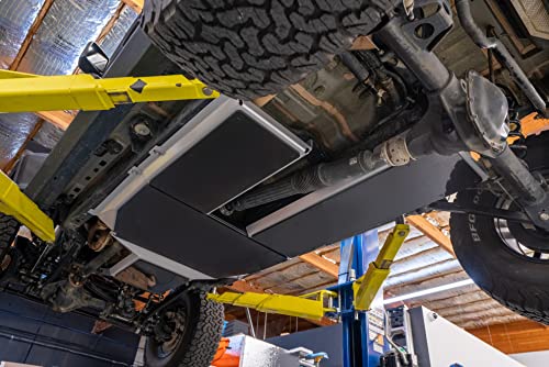Image of Rugged Ridge Gas Tank /Exhaust Skid Plate | Black, Aluminum | 18003.53 | Fits 2018-2023 Jeep Wrangler JL 4 Door