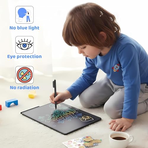 Image of LCD Re-Writing Tablet with Stylus Pen | Digital Graphic Slate for Drawing, Handwriting & Notes | Eye Safe Screen with One Touch Erase | Portable Notepad for Kids, Students and Adults (Multicolor)