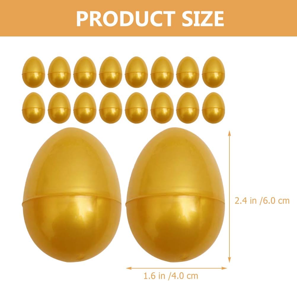 ABOOFAN 48Pcs Golden Plastic Easter Eggs Fillable Easter Eggs Large Eggs Empty for Easter Hunt, Easter Baskets Stuffers Fillers, Filling Treats, Easter Party Favor Decoration, Classroom Prize