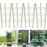 4 Pack Plant Support Cage, Vine Trellis Support 17.7" Flowers Plants Cage Triple Plastic Pillar with