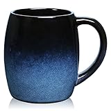 Kaffeetasse Groß,Tasse 500ml,Cappuccino Tassen Steingut,Keramik Becher,Kaffeetasse aus Porzellan,Blau Glatte Glasur Becher für Büro und Zuhause,Mikrowellen Spülmaschinenfest (Dunkelblau)