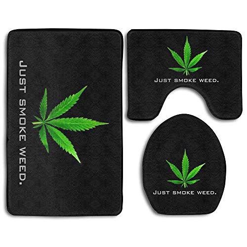 GGdjst 3 Stück Matte rutschfest Bad-Teppich - Flower Psychedelic Marijuana Weed Leaf Cannabis...