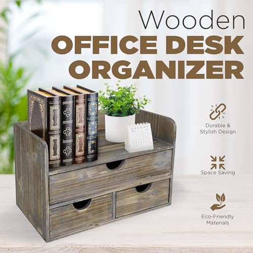 image for Besti Wooden Office Desk Organizer - Organizing Tool for Desktop, Cubi