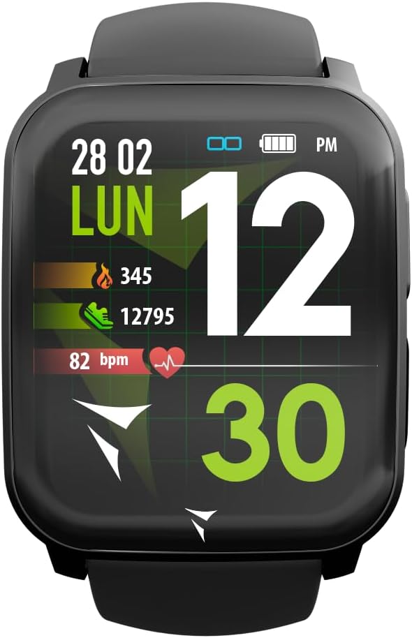 TECHMADE Tech Feel Smartwatch, ECG with One Distance, Heart Rate, Oxygen, Sports, Sleep Monitor, Call Notification, Compatible with iOS and Android (Black Case and Strap)