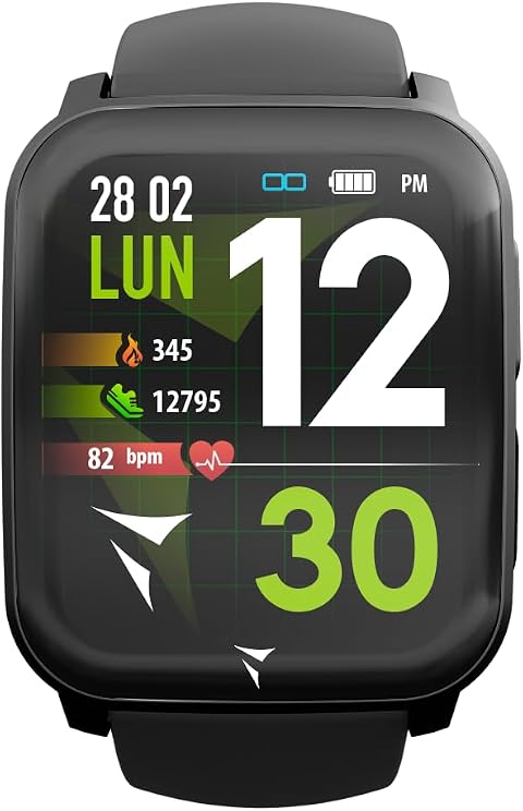 TECHMADE Smartwatch Tech Feel, ECG ad un tracciato, Frequenza Cardiaca, Ossigenzione, Sport, Sleep Monitor, Notifica Chiamata, Compatibile con IOS e Android (Black Case and Strap)