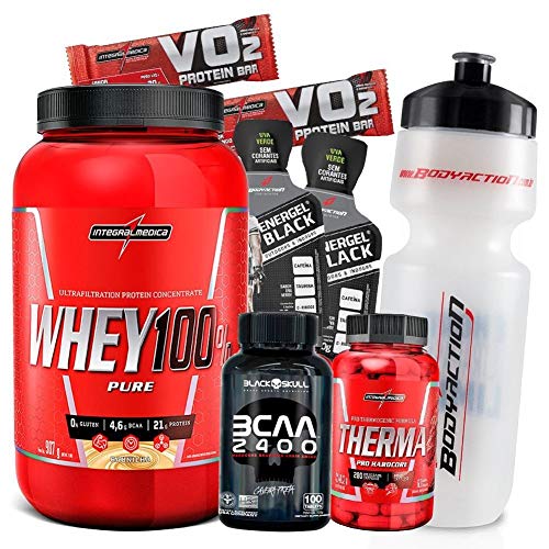 Combo Super Whey Concentrado 907g + BCAA 2400 100 Caps + Termogenico 120 Capsulas - Baunilha
