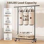 Clothes Rack, Clothing Rack for Hanging Clothes, Rolling Garment Rack Sturdy Coat Rack Portable Wardrobe Rack Metal Closet Rack for Bedroom Laundry Living Room, Black - Image 2