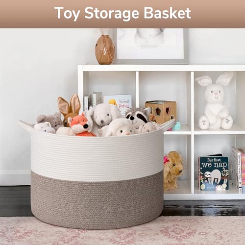 INDRESSME 115L Extra Large Blanket Basket, 23.5"x23.5"x15.8" Woven Rope Basket for Storage, Storage for Nusery Room, Mele by INDRESSME - Image 4