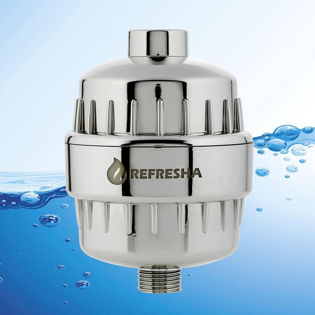 REFRESHA Shower & TAP Water Filter for Hard Water (15 Stage Latest HIGH Output Water Softener) Reduces Dry Itchy Skin and Hair Fall and Eczema – Chrome (1 Extra Cartridges Included) (B09FKGRT6J) Amazon Price History, Amazon Price Tracker
