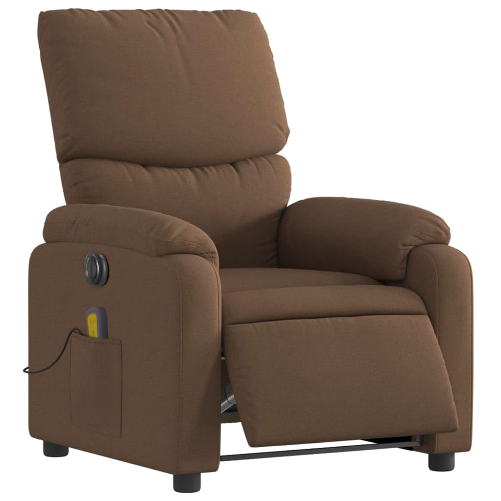 Fauteuil de massage électrique marron en tissu vidaXL pour salon
