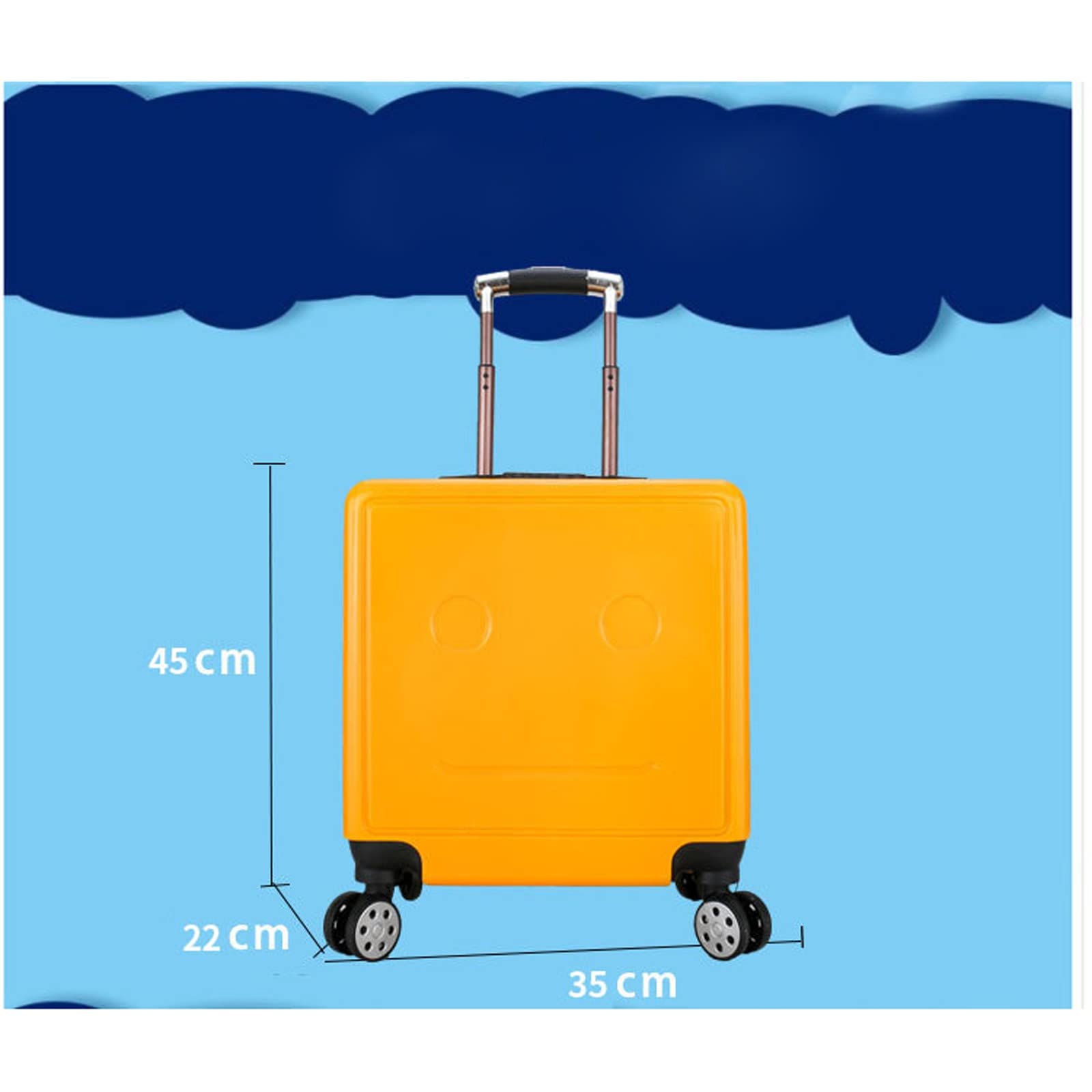 Equipaje para niños Maleta con Ruedas Universal silenciosa de Doble Fila de Dibujos Animados de 18 Pulgadas Maleta con Ruedas para niños pequeños Multicolor Opcional(Color:Yellow)