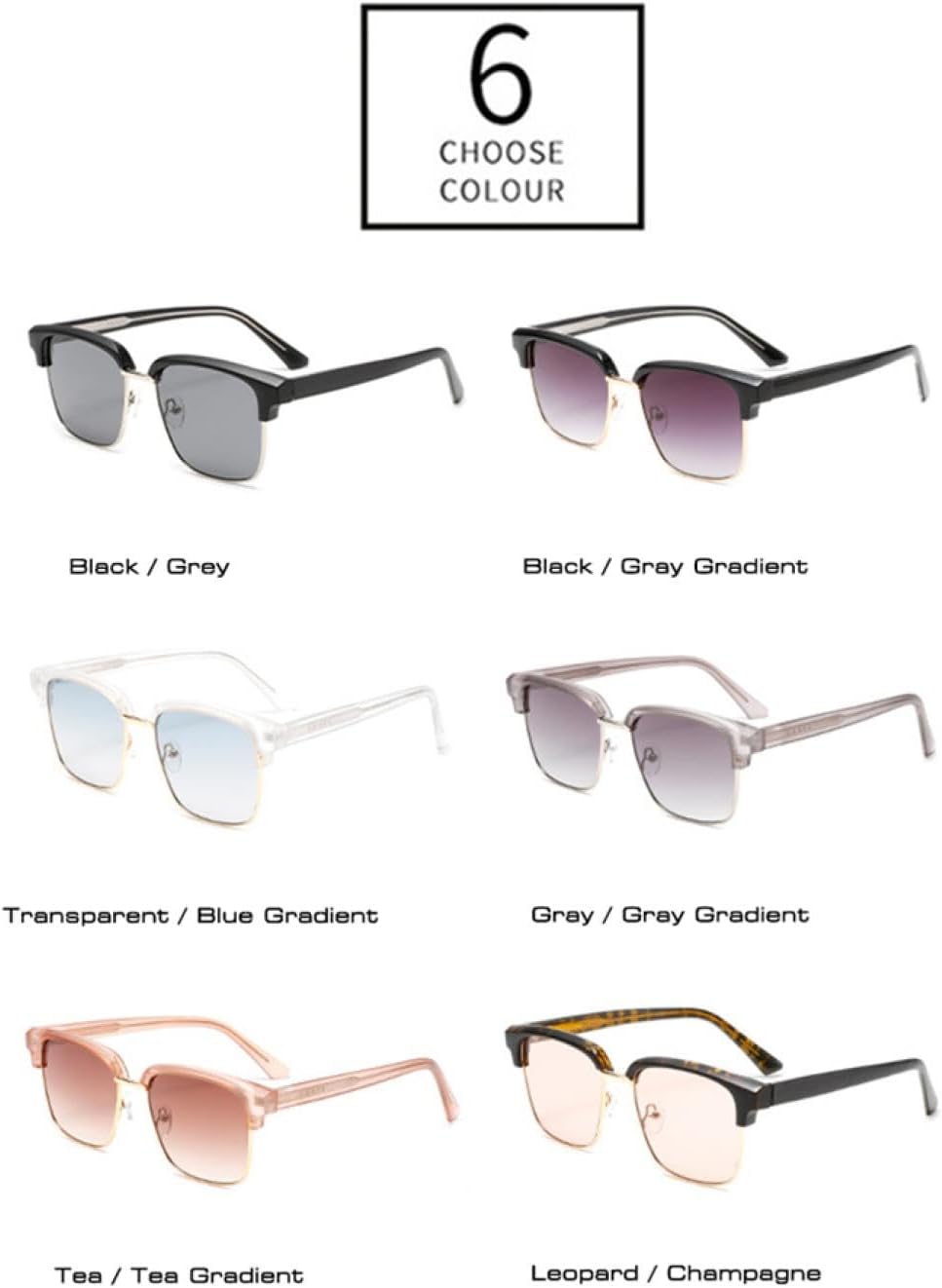 Retro Semi-metal Sunglasses Women Gradient Shades Uv400