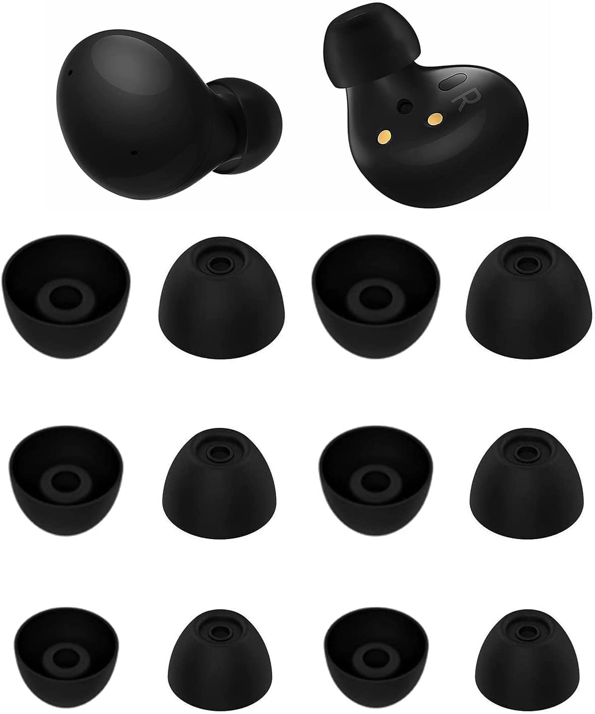 Rqker Ear Tips Compatible with Galaxy Buds 2 Earbuds, 6 Pairs S/M/L Sizes Soft Silicone Replacement Ear Tips Earbud Tips Eartips Compatible with