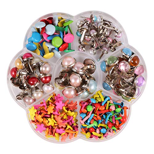 PRETYZOOM 1 caja de mini brads de metal colorido, sujetadores de papel pastel para manualidades, proyectos de scrapbooking, decoración 6-12 mm