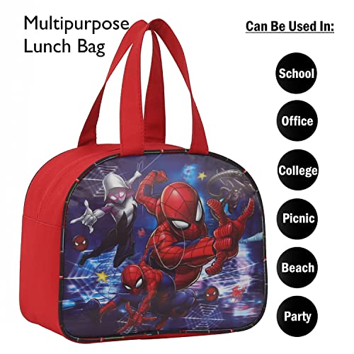 Image of STRONG LIFE Polyester Tiffin Picnic Work School Office Lunch Bag for Kids with Bottle Holder (Red)