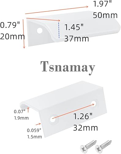 Miniatura 2 de Tsnamay 10 tiradores de superficie de arco blanco de 1.97 pulgadas, tiradores de borde blanco, manijas de cajón de muebles, manija oculta de