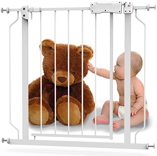 Baby & Mom Baby Safety Metal Gate with Walk-Through Door, Locking System and 1 Extension, 29-to-39 Inch