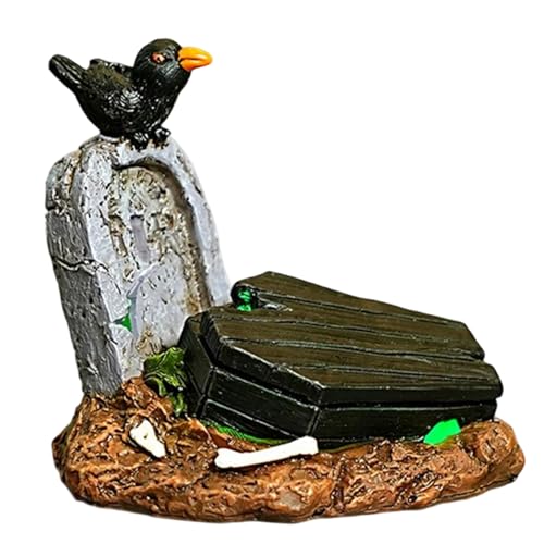 Figuras de Halloween de 3, 4x2, 4x3, 3 Pulgadas, Tumba Luminosa y Pueblo de Resina de casa encantada para Decoraciones de Mesa