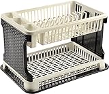  genialo Maxi-Abtropfplatz, doppelstöckiges Abtropfgestell Abtropfkorb Abtropfgitter, Küche Teller Besteck Becher, Kunststoff, 45 x 30 x 26 cm