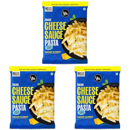 Image of Yu Foodlabs Italian Cheese Sauce Pasta - No Maida - No Msg - Zero Preservatives - Instant Penne Pasta With Sauce - Ready To Eat Pasta In 5 Mins - 65 gram - Yu (Pack of 3)