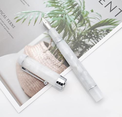 Miniatura 7 de JINHAO 100 - Pluma estilográfica con convertidor de tinta (punta media de 0.028 in, blanco nieve con clip plateado)