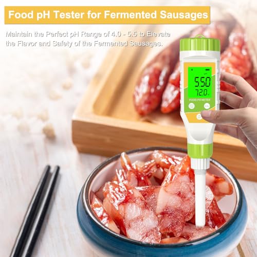 digital ph meter for food hot sauce canned food ph tester 001 resolution high accuracy food ph tester with backlit lcd display and atc for meat bread canning brewing cheese solid sampling