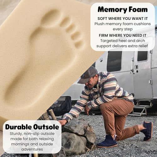 Image of Dearfoams Men's Memory Foam Indoor House Slippers Brixen Ankle Boot House Shoes - Gifts for Men