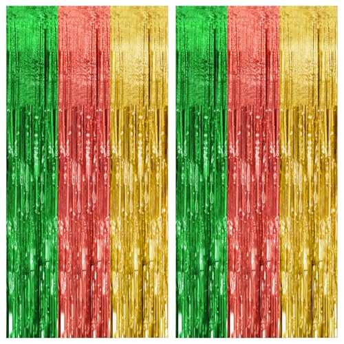 Image of 2 Pack Hawaii Backdrop Party Decorations Tinsel Curtain Summer Party Streamer Foil Fringe Birthday Decorations Photo Booth Vibrant Theme Christmas Beach Baby Shower Graduation Decor
