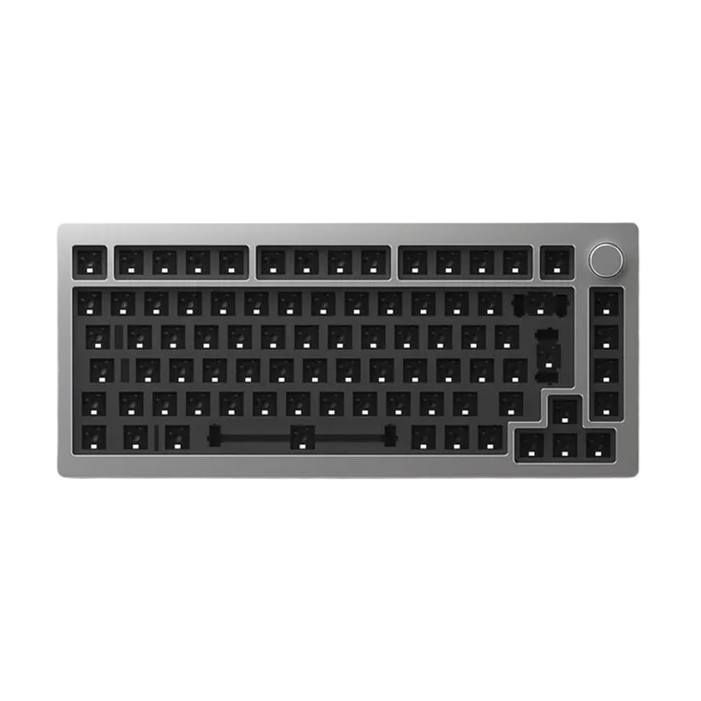 Kit de Teclado Barebone 75% RGB, versión ANSI ISO de Intercambio en Caliente, Estructura de Montaje de Junta de Metal CNC mecánica Compatible con M1 DIY(Silver ISO)