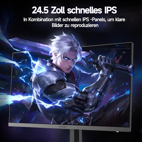 KOORUI 24 Zoll Gaming Monitor,Full HD 240Hz Bildschirm, 24.5 1920 x 1080 Rapid IPS Panel,DisplayPort 1.4 & HDMI 2.0,HDMI 2.0-Kabel,HDR400,Schwarz - Afbeelding 5