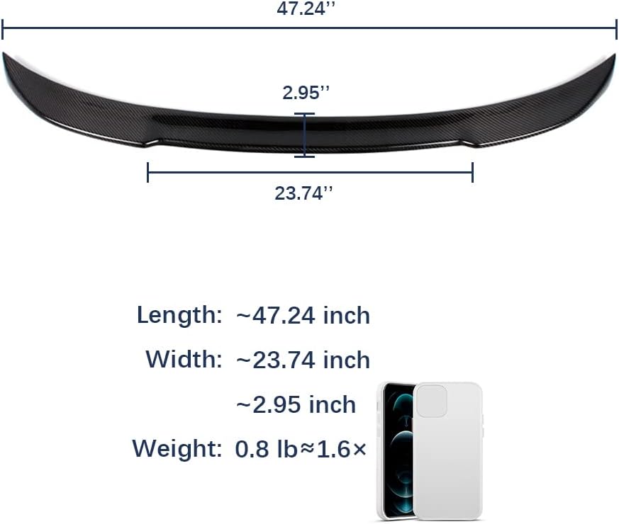 SNA F82 M4 Spoiler Real Carbon Fiber Compatible for (2015-2019) BMW M4 F82 Coupe Rear Trunk Spoiler Wing, NOT Suit M4 F8 5