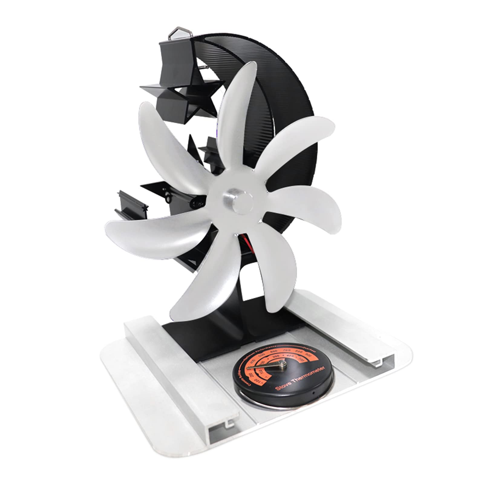 Buxuaaaa Silver Wood Stove Fan Fan For Wood Burning Stove Heat Powered Accessories Quiet Circulating Non-Electric Heat Powered